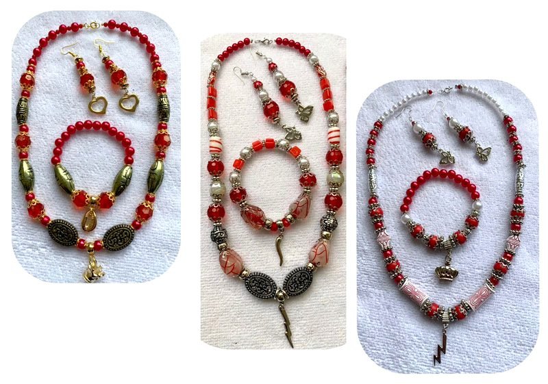 Joias de Iansã em vermelho e coral